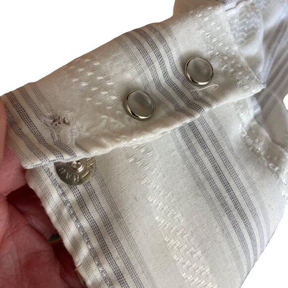Vintage Pearl Snap Long-Sleeve Western Shirt White Silver Striped Men's - Picture 5 of 5
